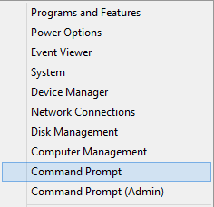 Right-click on the Start Menu and select Command Prompt