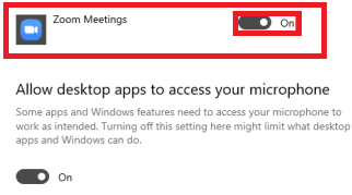 list of apps will appear, turn on the one next to Zoom