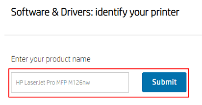Enter HP LaserJet Pro MFP M126nw and submit