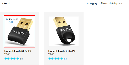Identify your Bluetooth adapter from the on-screen products