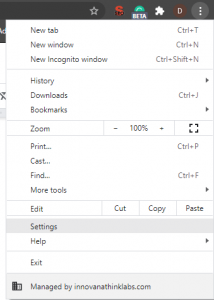 Reset Chrome Settings- select setting