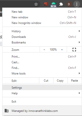 Reset Chrome Settings- select setting