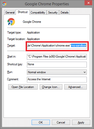 Change the Launch Settings to -no-sandbox