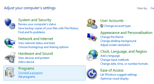 Click on Uninstall a program