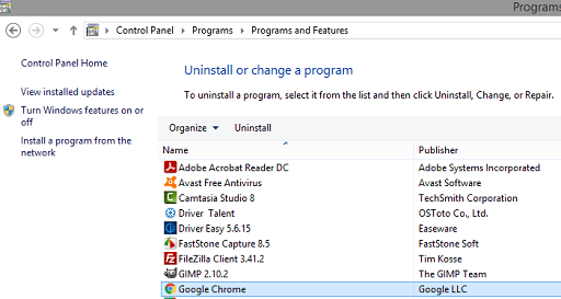 Reinstall Google Chrome
