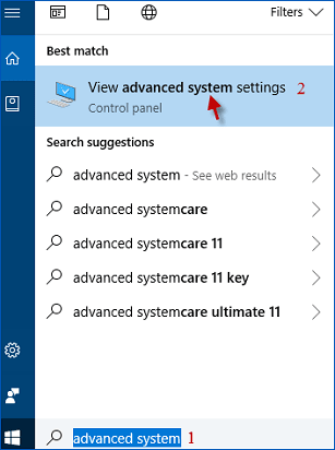 Increase the virtual memory- advanced system