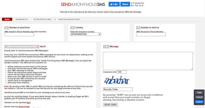 SendAnonymousSMS