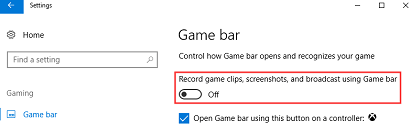Change Game Bar and Game DVR Settings