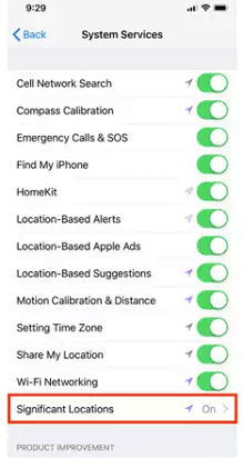 Viewing Google location history on iPhone- on significant location