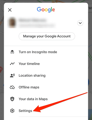 Turning off Google location history on Android- click on setting