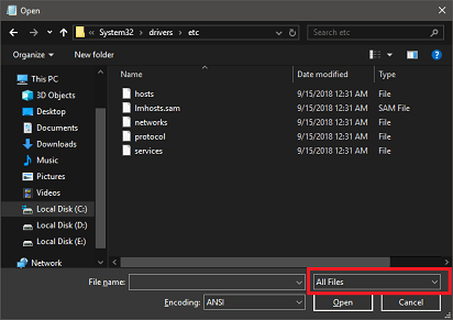 Check your Windows Hosts Files- click on all files