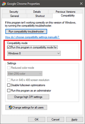 Run this program in compatibility