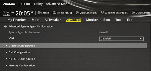Video or Graphics Configuration