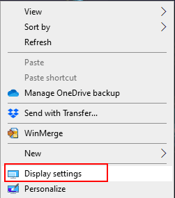 Checking display settings on Windows 10