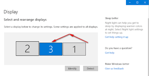 drag and drop the on-screen monitors to rearrange them