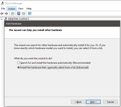 Install hardware that I manually select from a list