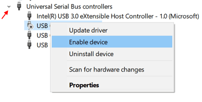 Ensure that No USB Device is Disabled