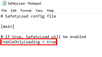 Modify the Allocation of the .ini Game File- enable only loading