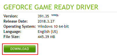 Click on download to get the nvidia geforce driver