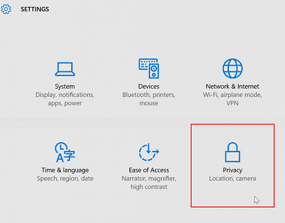 click on privacy