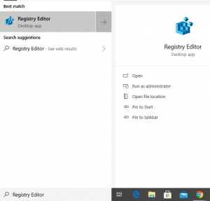 search Registry editor