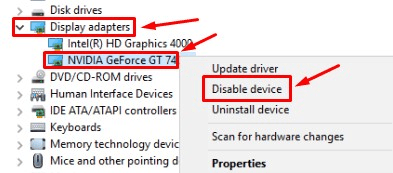 Disable the display card
