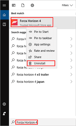 Forza Horizon 4 uninstall