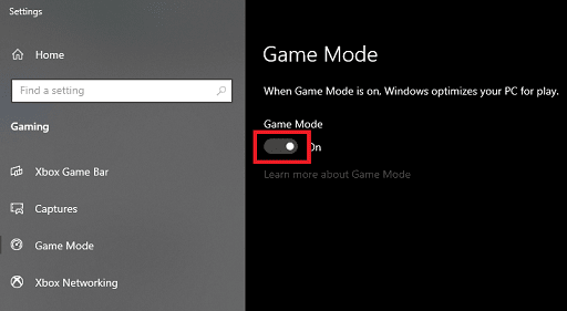 Turn Off Gaming Mode- toggle the button