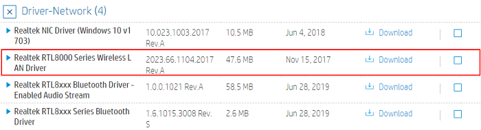 Download the HP driver which you want