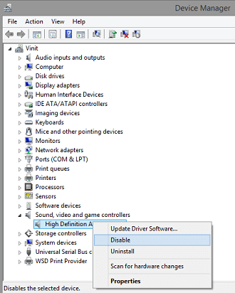Expand the Sound, video, and game controllers and disable it