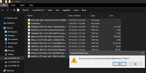 Delete All the Temporary Files Permanently