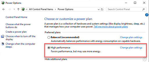 Change the power settings- choose high performance