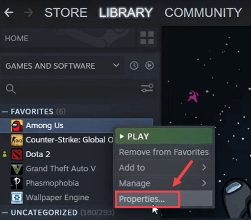 Among Us chat not working in Windows- Open among us properties