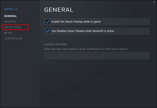 LOCAL FILES from the option