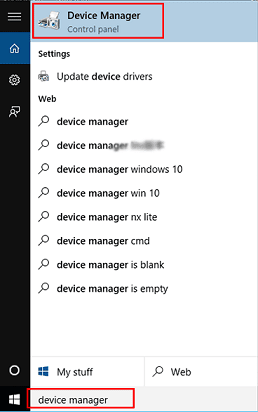 search for Device Manager and open it