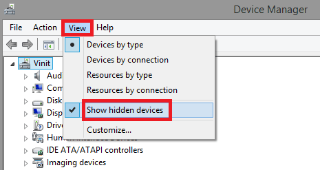 Open device manager and click on view and Show hidden devices