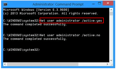 Command net user administrator