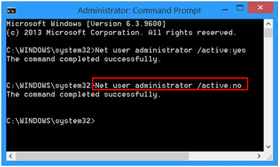command net user administrator - not active