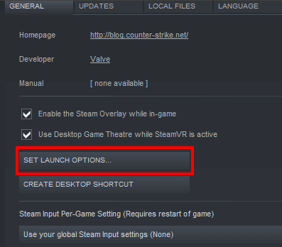 Make changes in the launch options