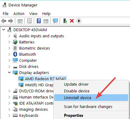 uninstall the graphics driver