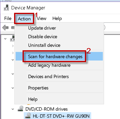 Scan for hardware changes