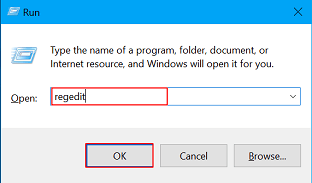 input regedit in the box