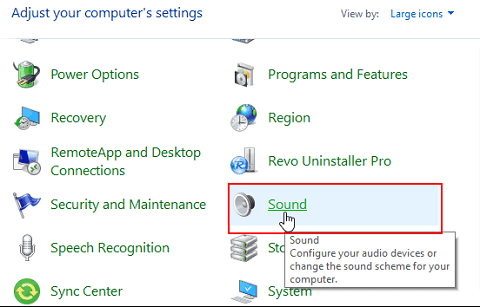 Open Sound Setting to set the device default
