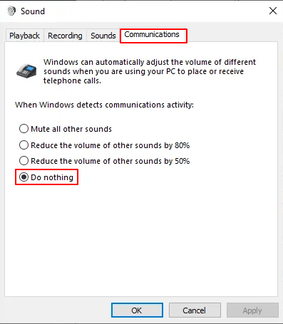 Change the Communications settings