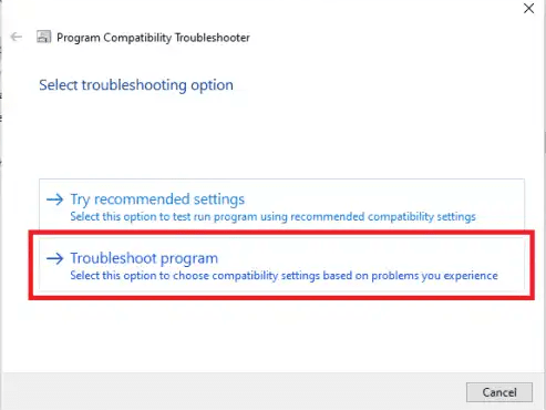 Troubleshoot the program