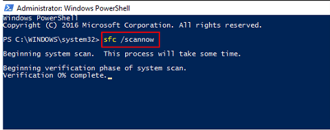 Open Windows PowerShell and type the sfc command
