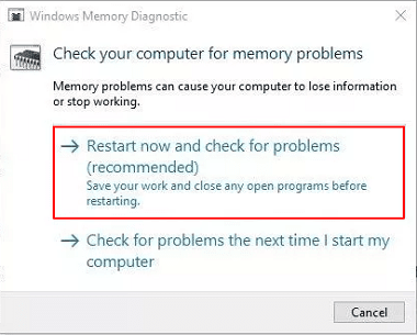 Restart now and check for problems