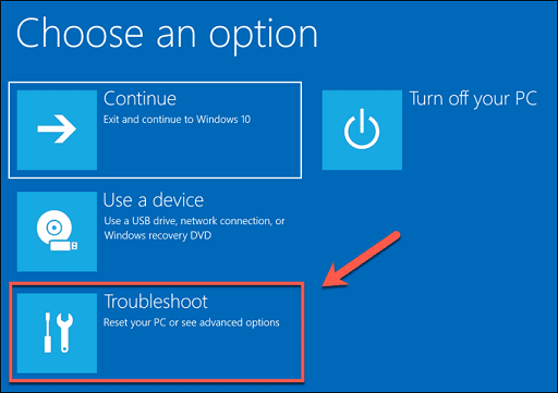 Use Windows Recovery- and click on troubleshoot