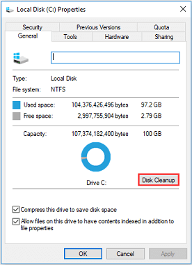 open this pc's properties and Perform disk cleaning