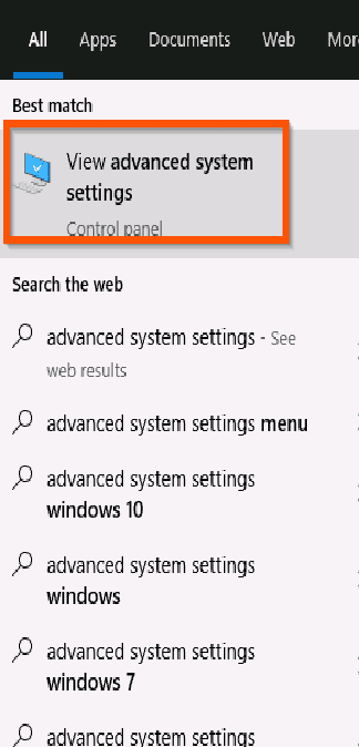 View advanced system settings